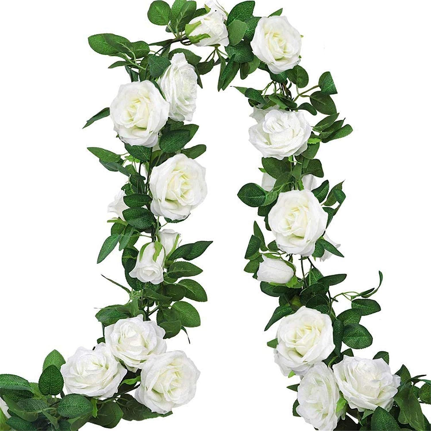 Artificial eucalyptus Garland simulation silk cloth rose vine green leaf decoration long Vine wedding arch table wall background