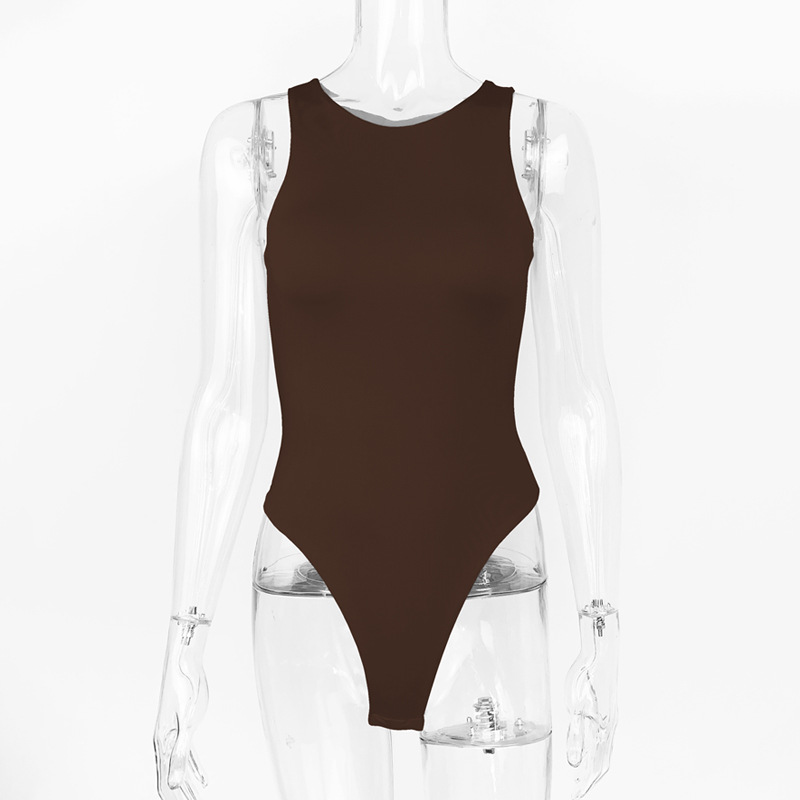 Picture of 2025 Summer New Amazon Women's European and American Tight Sleeveless Top Double Layer Vest Jumpsuit Bodysuit