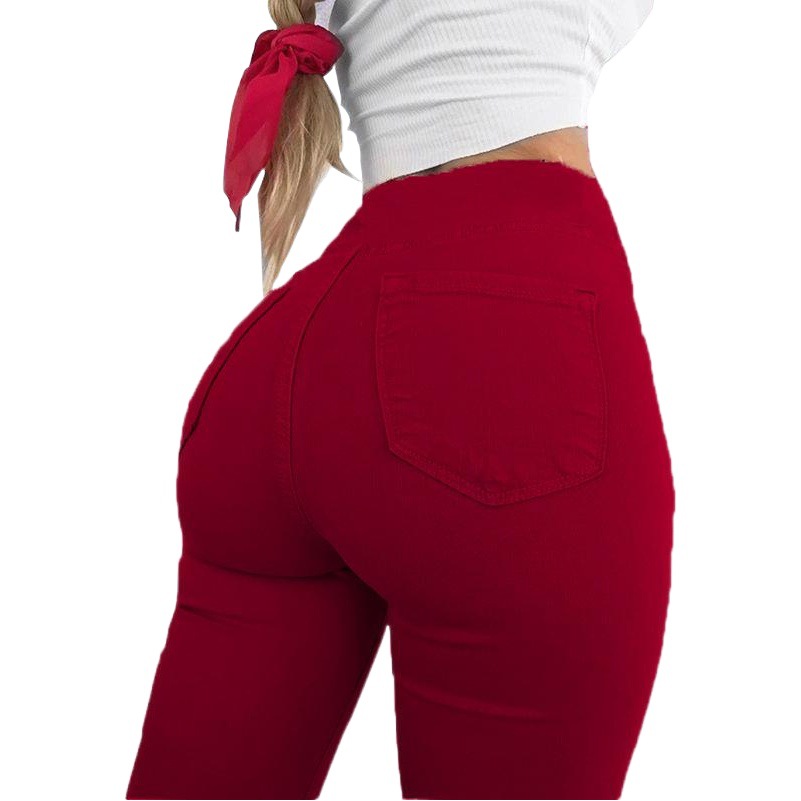 Wish Ebay Popular Flap Pocket Pants Casual Pants Women's Cross-Border Large Size Small Leg Pants European and American Style Sexy High Waist Pencil Pants