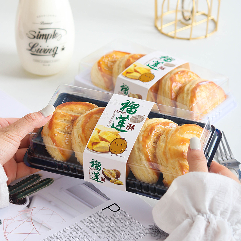 Durian Crisp Packaging Box 5-grain Dessert Disposable Trapezoidal Transparent Plastic White Large Packing Box