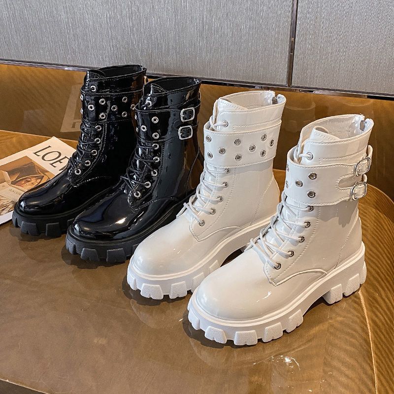 Zhao Liying same style white Martin boots Women's fashionable ins British style thick bottom short boots 2021 new motorcycle boots