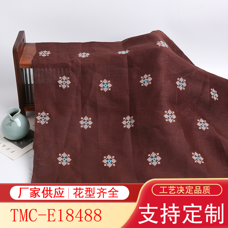 Full linen embroidered fabric women's waistcoat vest pants bag fabric