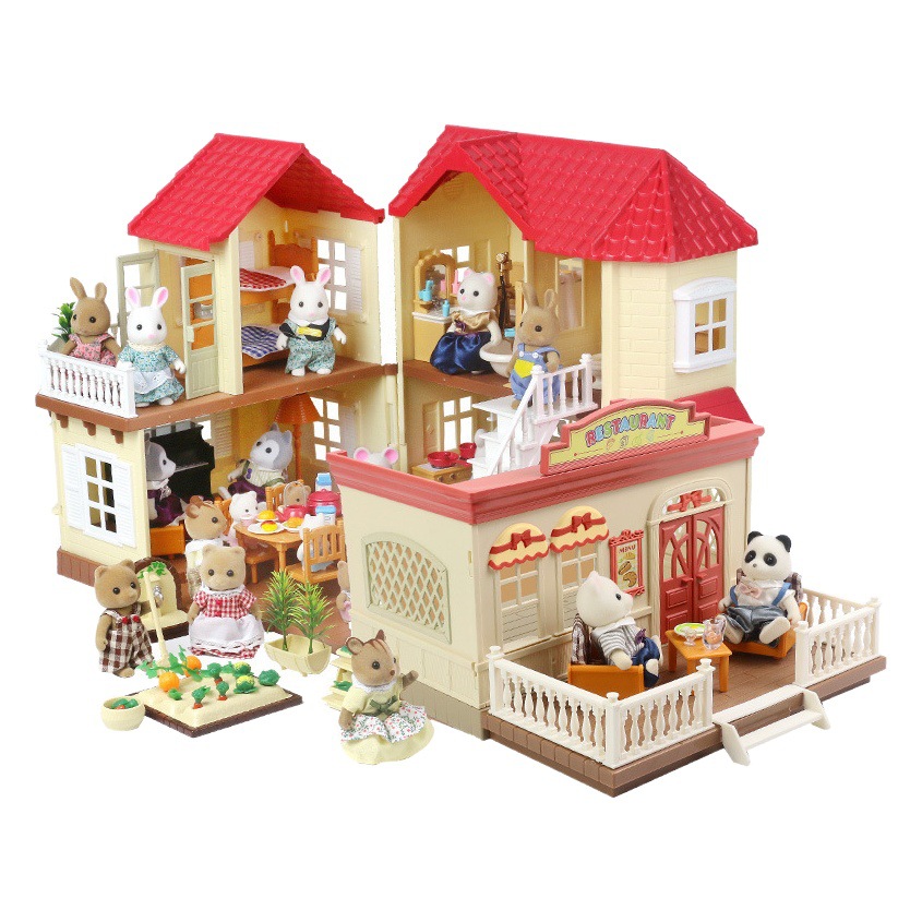 Sensenong Le Animal Family Mini Rabbit Doll House Children's Play House Simulation Villa Set Girls Toys Wholesale