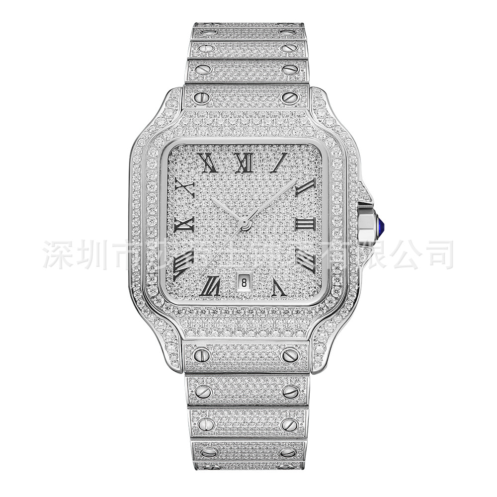 Factory Europe and the United States hot-selling inlaid zircon moissanite high-grade stainless steel watch