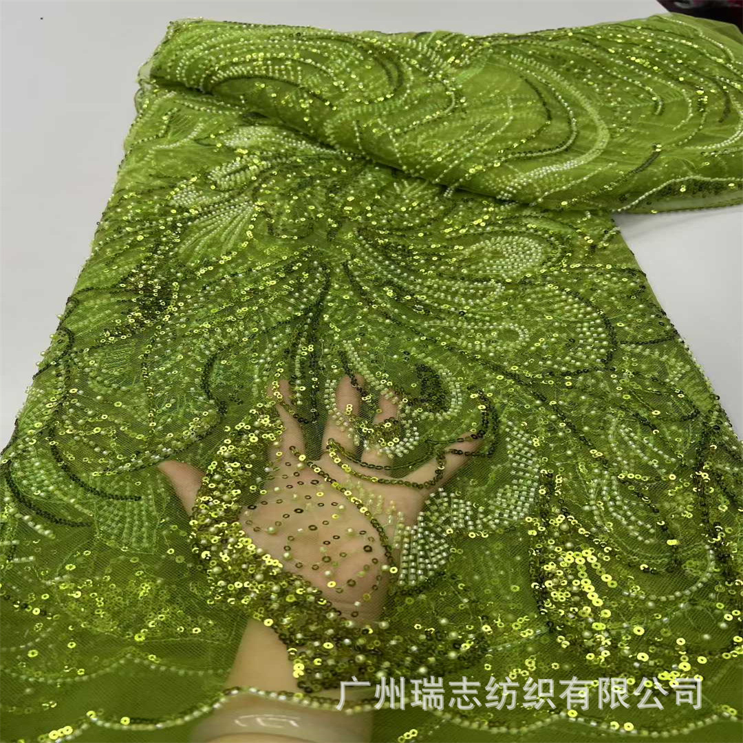 Beaded embroidery lace new wedding dress bead tube sequin embroidery lace fashion fabric in stock