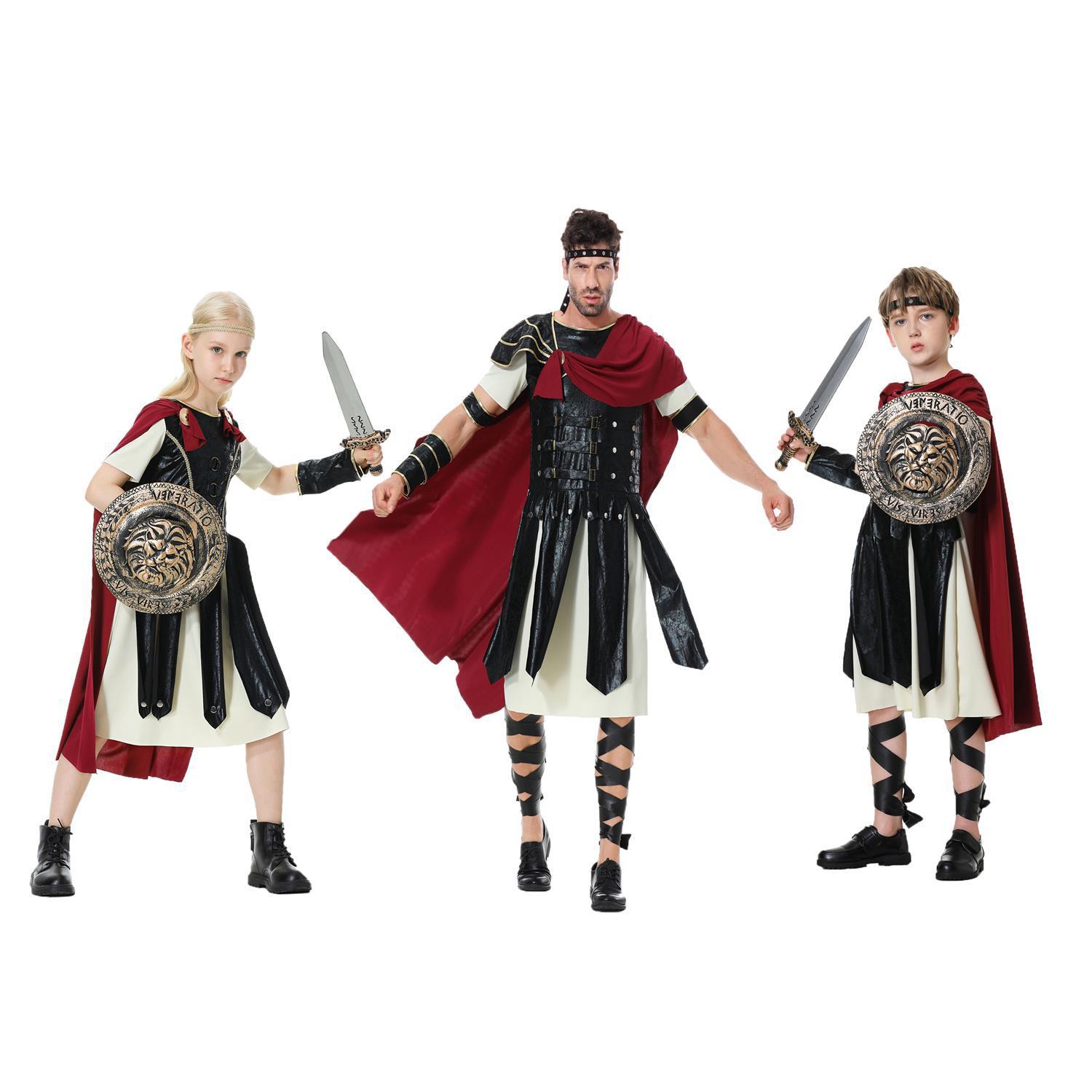 Halloween Parent Child Ancient Roman Samurai Spartan cos Greek Warrior Adult Warrior Show Party Suit