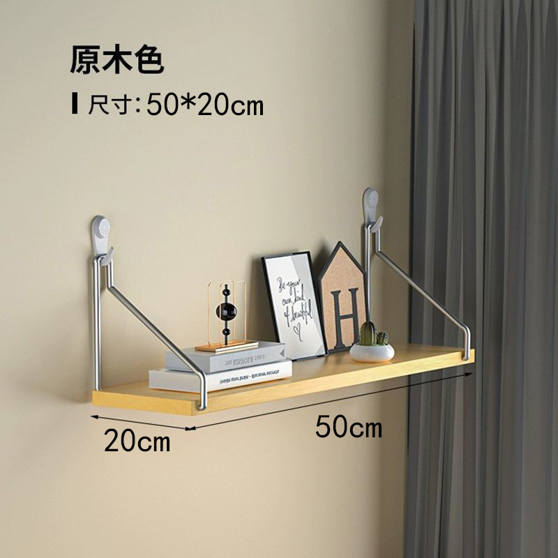 Picture of No-Drill Wall-Mounted Wrought Iron Living Room Entrance Wall Decoration Bedroom Wall Bookshelf Single Shelf Wall Storage Rack