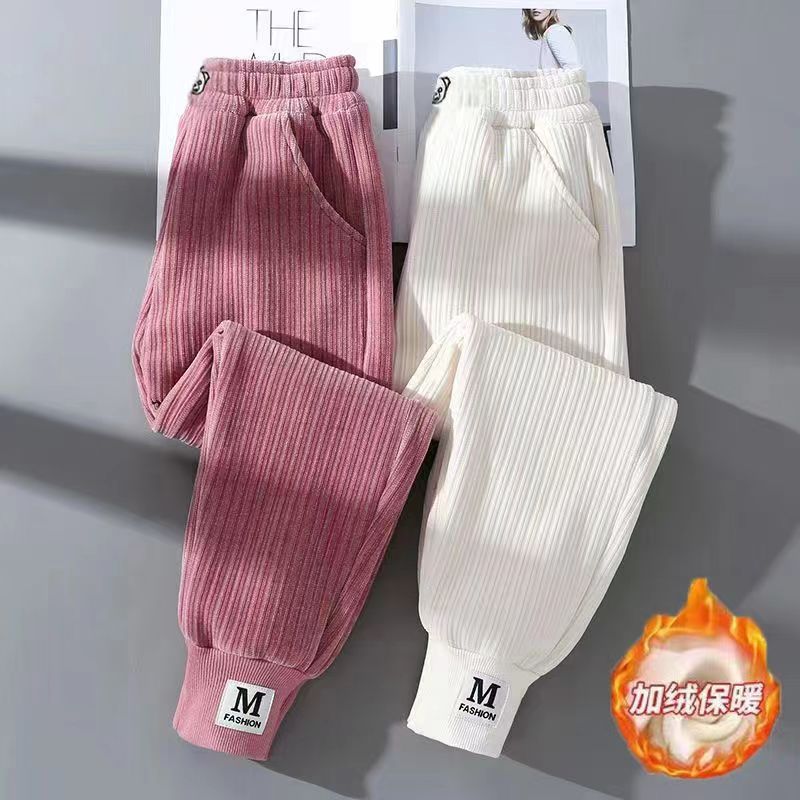 Picture of 2024 New Girls' Fleece-Lapped Pants Children's Pants Autumn and Winter Big Children's Western Style Pants Sports Casual Trendy Trousers