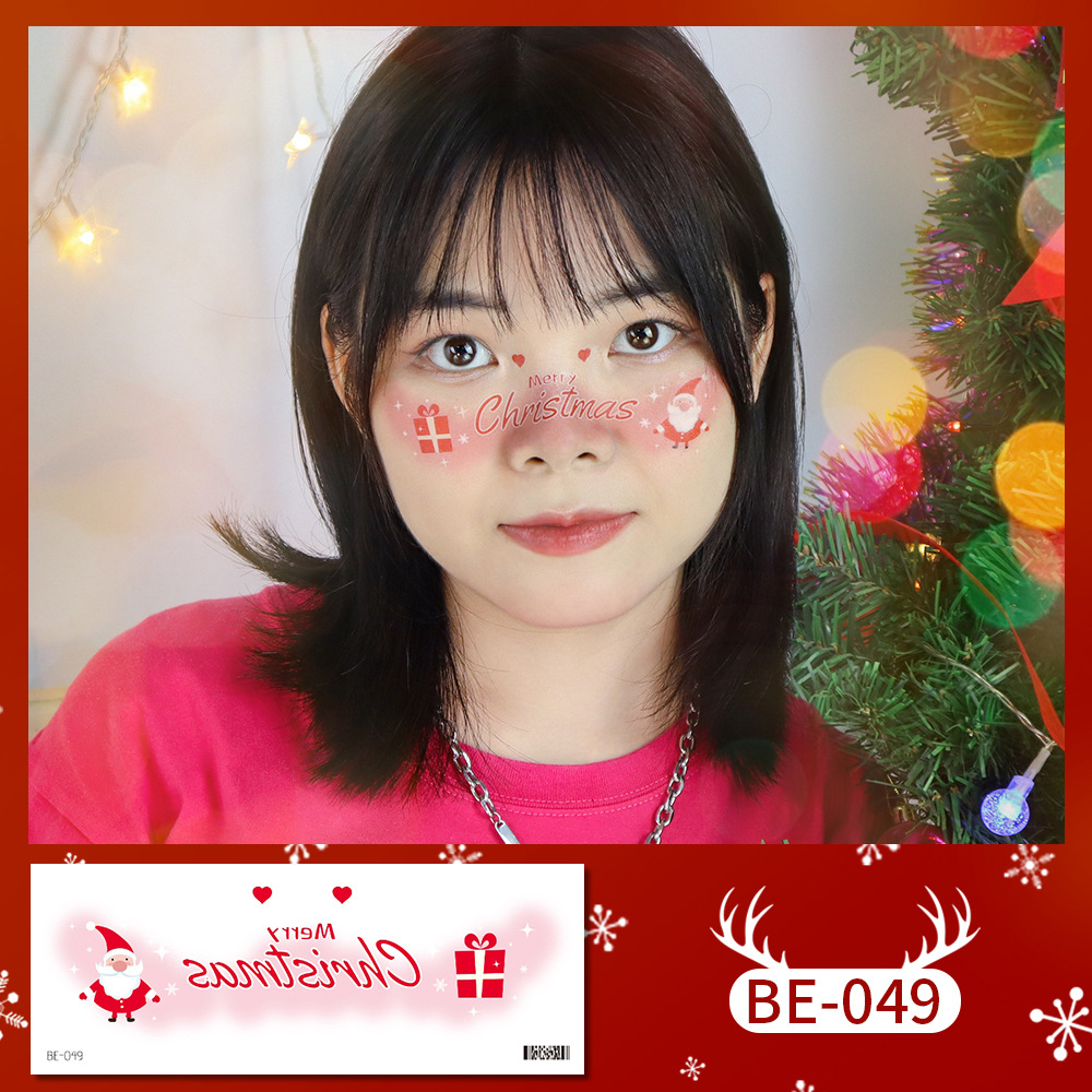 Picture of New cute Christmas face tattoo stickers love snowflake elk girl blush makeup face stickers cross-border in stock