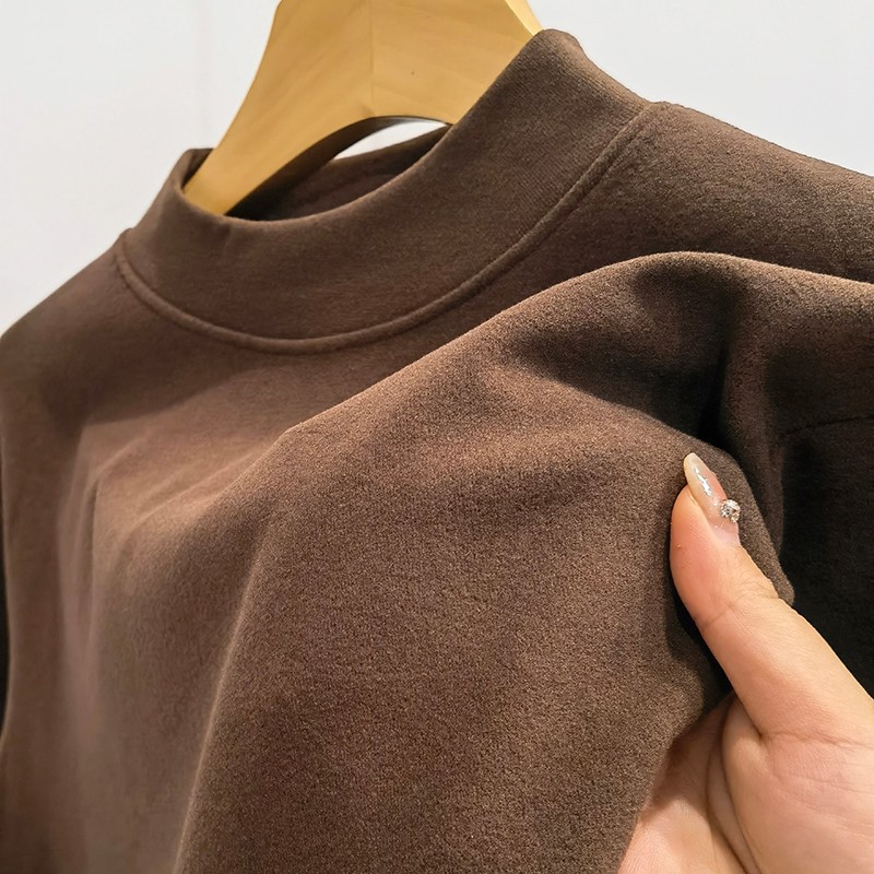 Picture of Double-Sided German Velvet Half Turtleneck Men's Long-Sleeved T-Shirt Warm Bottoming Shirt for Men in Autumn and Winter Fleece-Lined and Thickeneded with Autumn Clothing Trbottomy