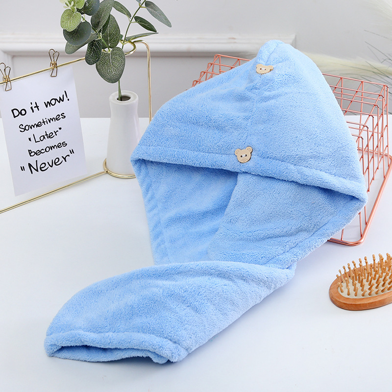 Picture of Dry Hair Cap Thickeneded High-Density Coral Velvet Girls' Absorbent Shower Cap with Edge Dry Hair Towel Quick-Drying Autumn and Winter Turban