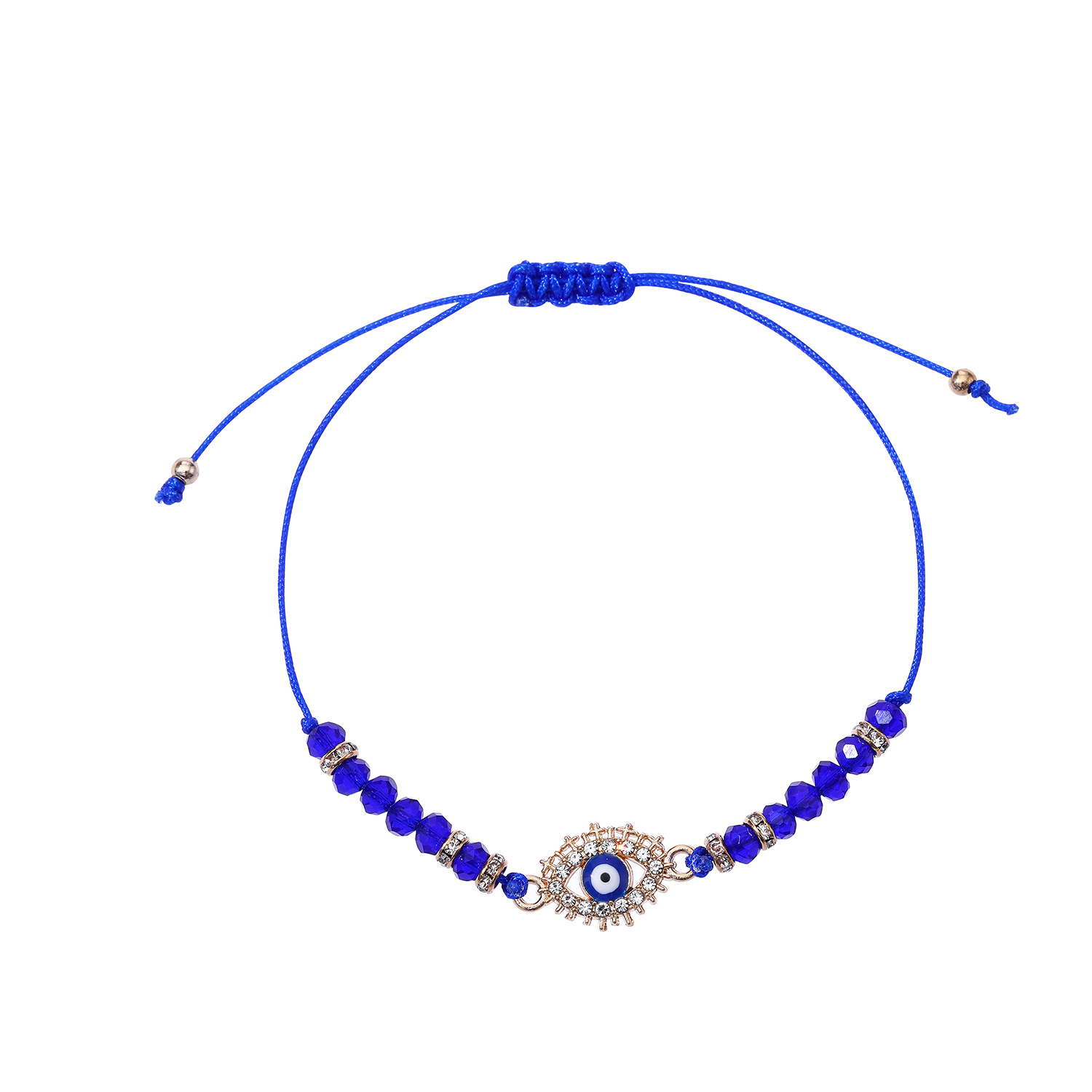Picture of European and American Hot Devil's Eye Bracelet Crystal Beaded Lucky Handrope Adjustable Woven Bracelet Set of 12