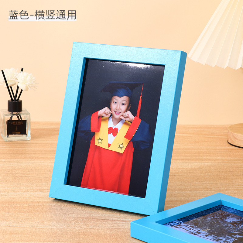 Picture of Simple wooden photo frame table 6 inch 7 inch 8 inch 10 inch puzzle photo album frame wholesale A4 children's picture frame wall