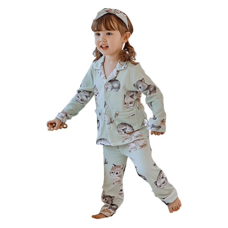 Children's pajamas boys and girls autumn baby cotton class a air conditioning clothes cotton thin homewear suit