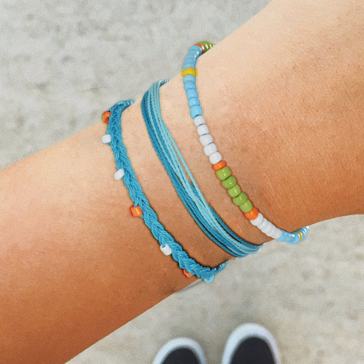New Bohemian Style Waterproof Wax Rope Hand-woven Colorful Beads Creative Bracelet 3-piece Set Combination