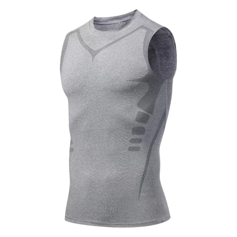 Picture of Amazon quick-drying vest men's tight stretch solid color sports workout clothes training basketball fitness running vest