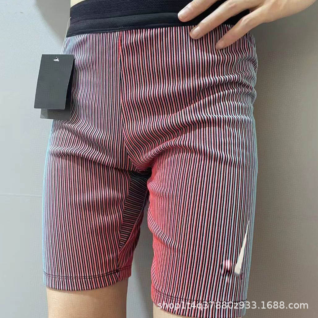 Compression Pants Sports Running Tights Men's Fitness Short Elastic Quick-drying High Elastic Lined Training Quarter Short Direct Sale