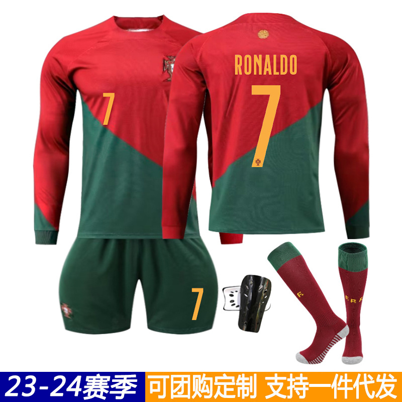 2223 Portugal Home 7 Ronaldo Jersey 8 B Football Clothes suit with Original Socks Long Sleeve Autumn and Winter Wholesale