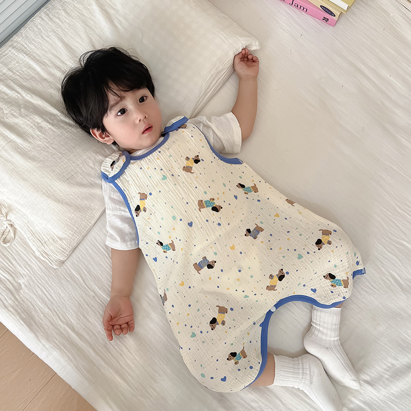 Picture of Baby Vest Sleeping Bag Summer Thin Gauze Pure Cotton Baby Kick-proof Sleeveless Children's Pajamas Air-conditioned Room Anti-cold