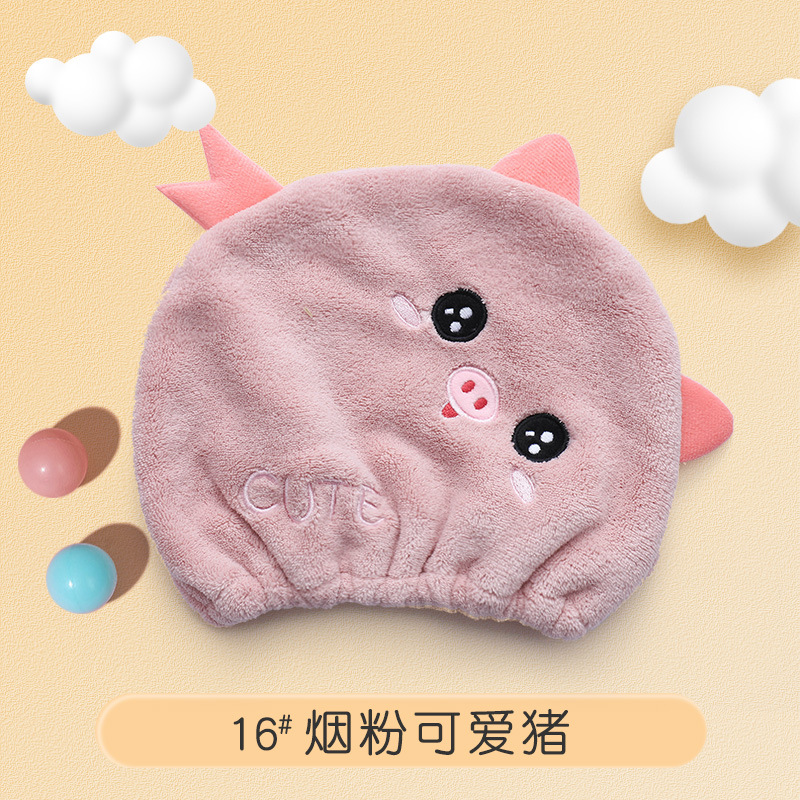 Picture of Creative hair drying towel shower cap cute cartoon coral fleece headscarf hair towel absorbent quick-drying hair drying cap for women