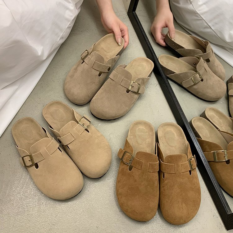 Bocken Slippers Women's 2024 Summer New Flat Slip-on All-match Lazy People Baotou Outer Wear Rest Slippers Women