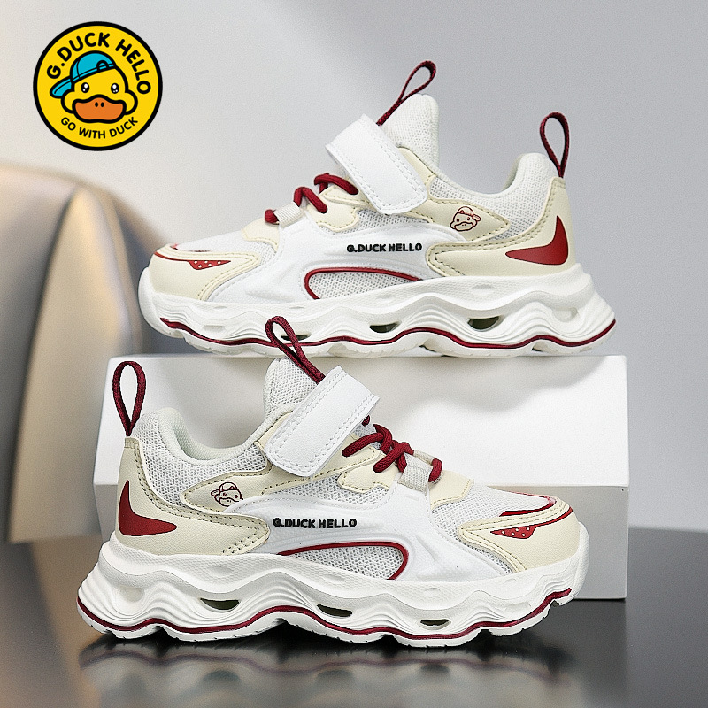Little Yellow Duck Girls sneaker 2025 New Spring Light Torre Shoes Double Net Breathable Children's Soft Sole Casual Shoes
