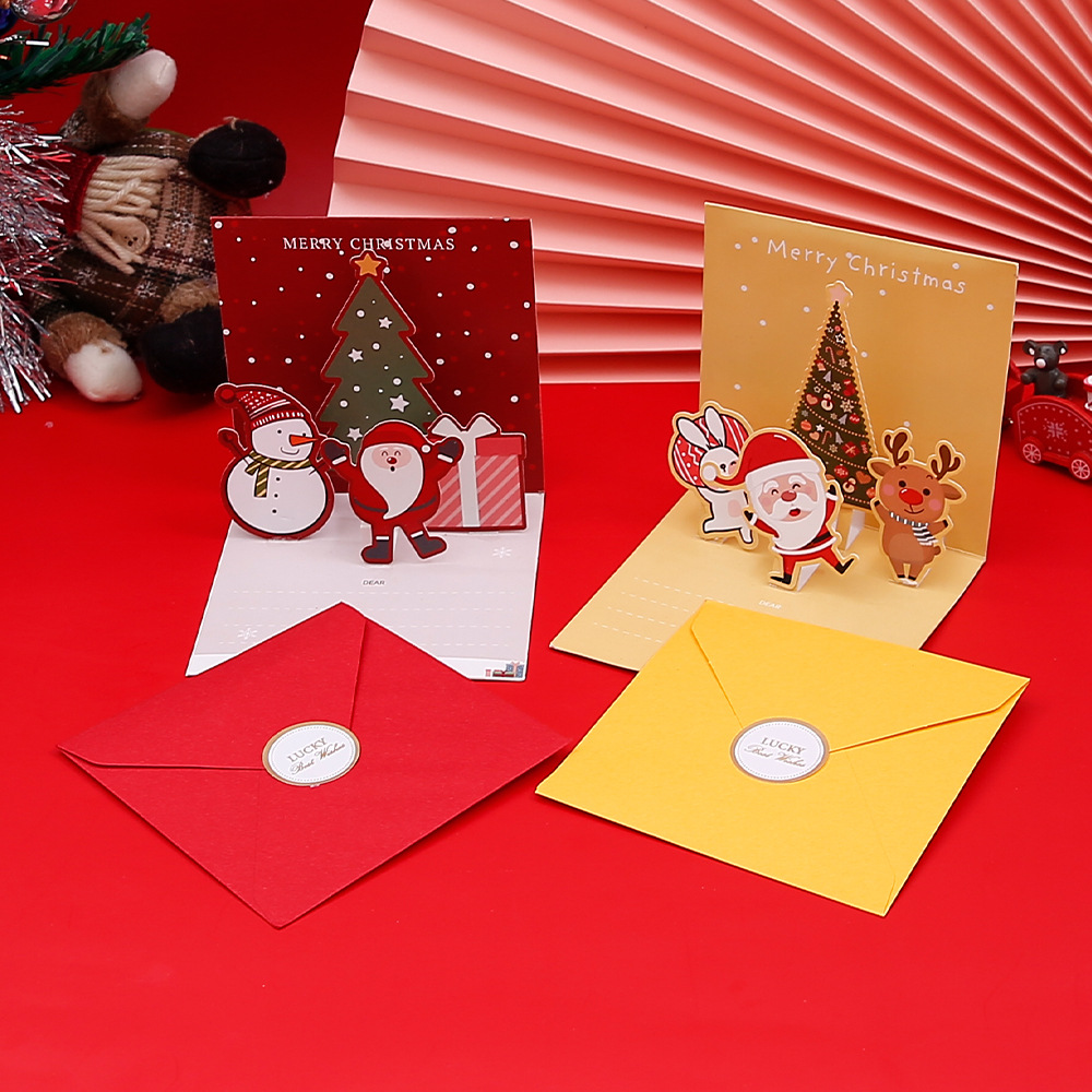 Picture of Amazon Stereo Christmas Greeting Card Creative Christmas Eve Message Holiday Card Gift Folding Card Set