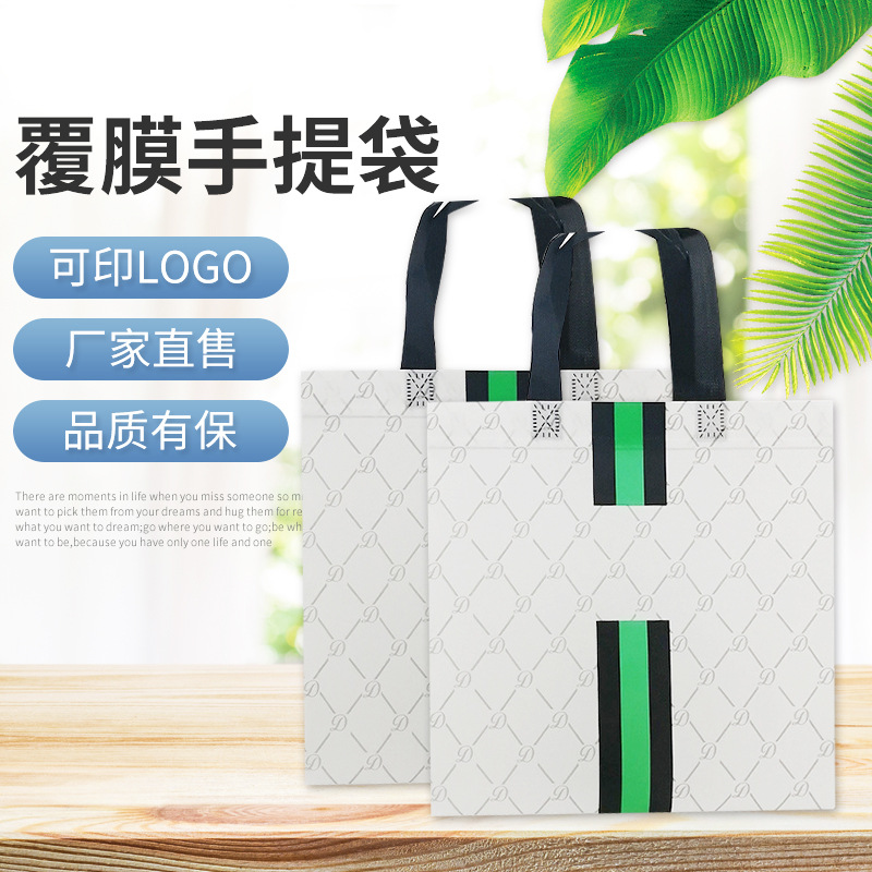 Laminated Non-woven Handbag Customizable LOGO Garment Packaging Bag Spot Anti-fouling Non-woven Stereo Bag