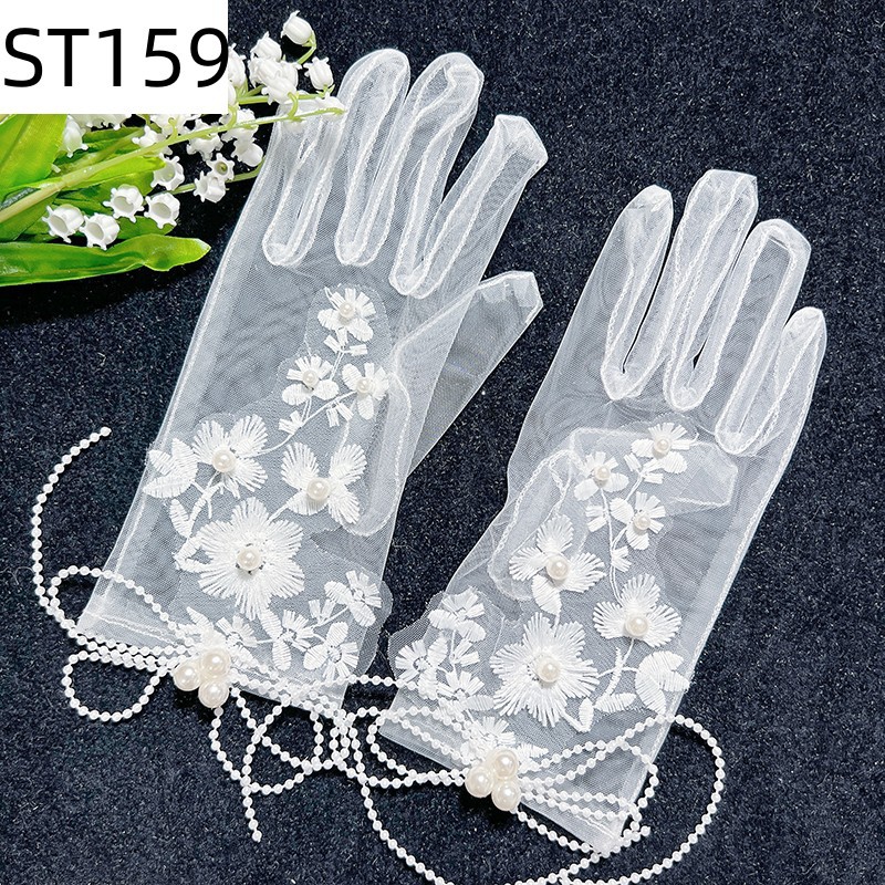 Bridal new wedding gloves short wedding dress accessories photo photography photography simple satin long mesh