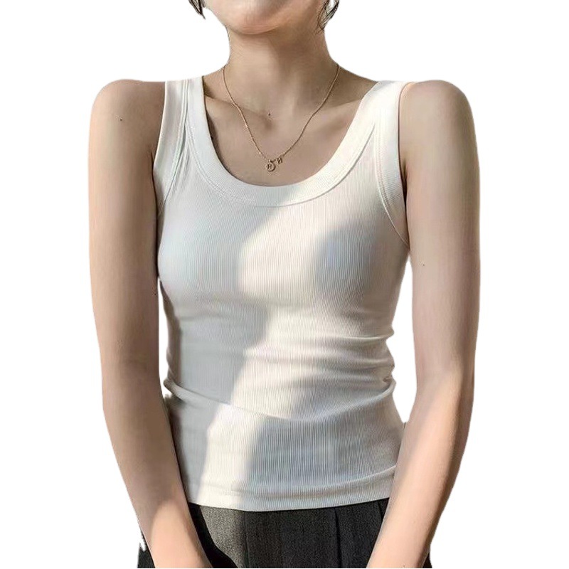 Hot Selling Threaded Camisole Women's Spring and Summer Outer Wear Sleeveless Slim Fit T-shirt Top regular Base