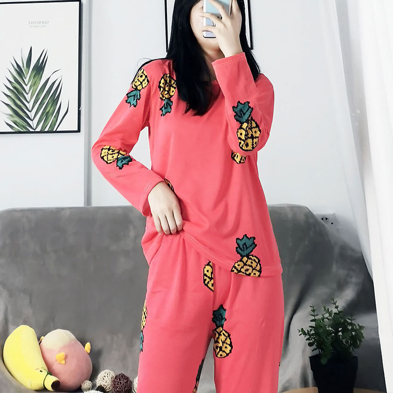 Picture of Wholesale spring and autumn winter pajamas women's thin long sleeve trousers cartoon cute wind small student home clothes suit