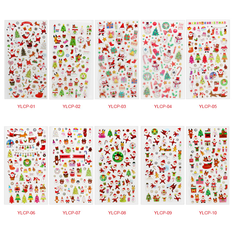 Picture of Spot Wholesale Christmas Stickers DIY Hot Stamping Transparent Decorative Gifts Pvc Cartoon Kidsren Reward Christmas Stickers
