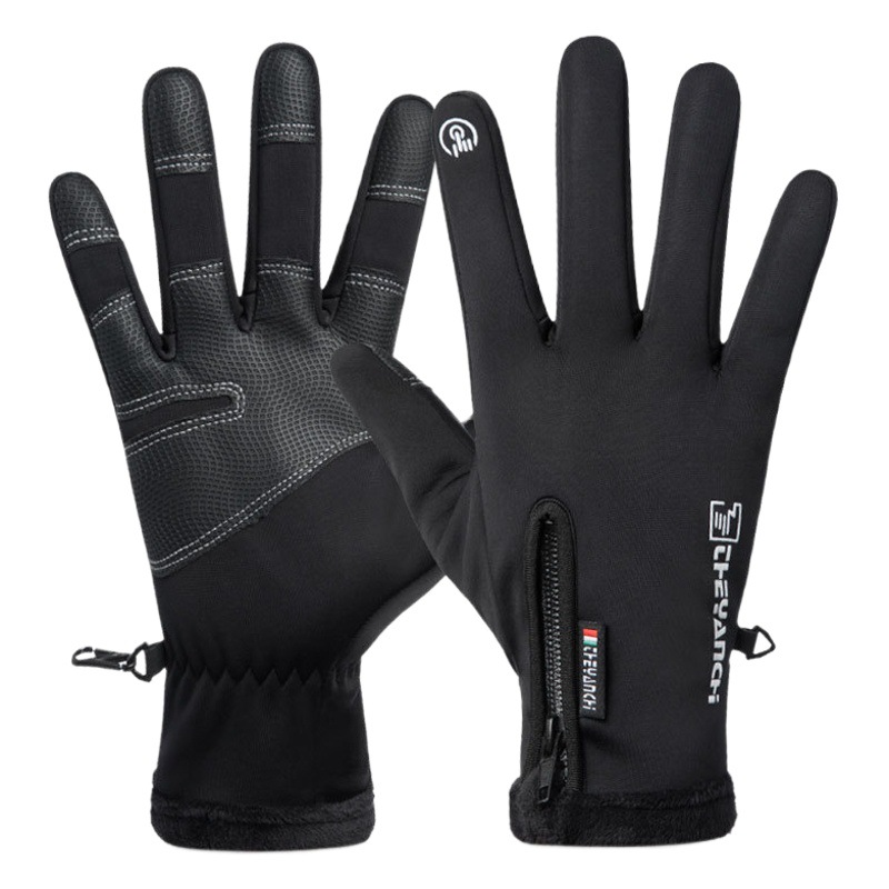 Cycling Gloves Men's Winter Q247 Waterproof Warm Fleece-Lined Touch Screen Windproof Motorcycle Fitness Outdoor Sports Gloves