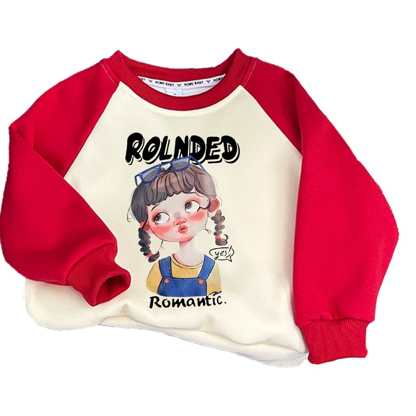 Plush Kidsren's Clothing Round Neck Sweatshirt Autumn and Winter 2025 Trendy Brand Versatile Cute Kidsren's Boys and Girls Thickeneded Warm Tops