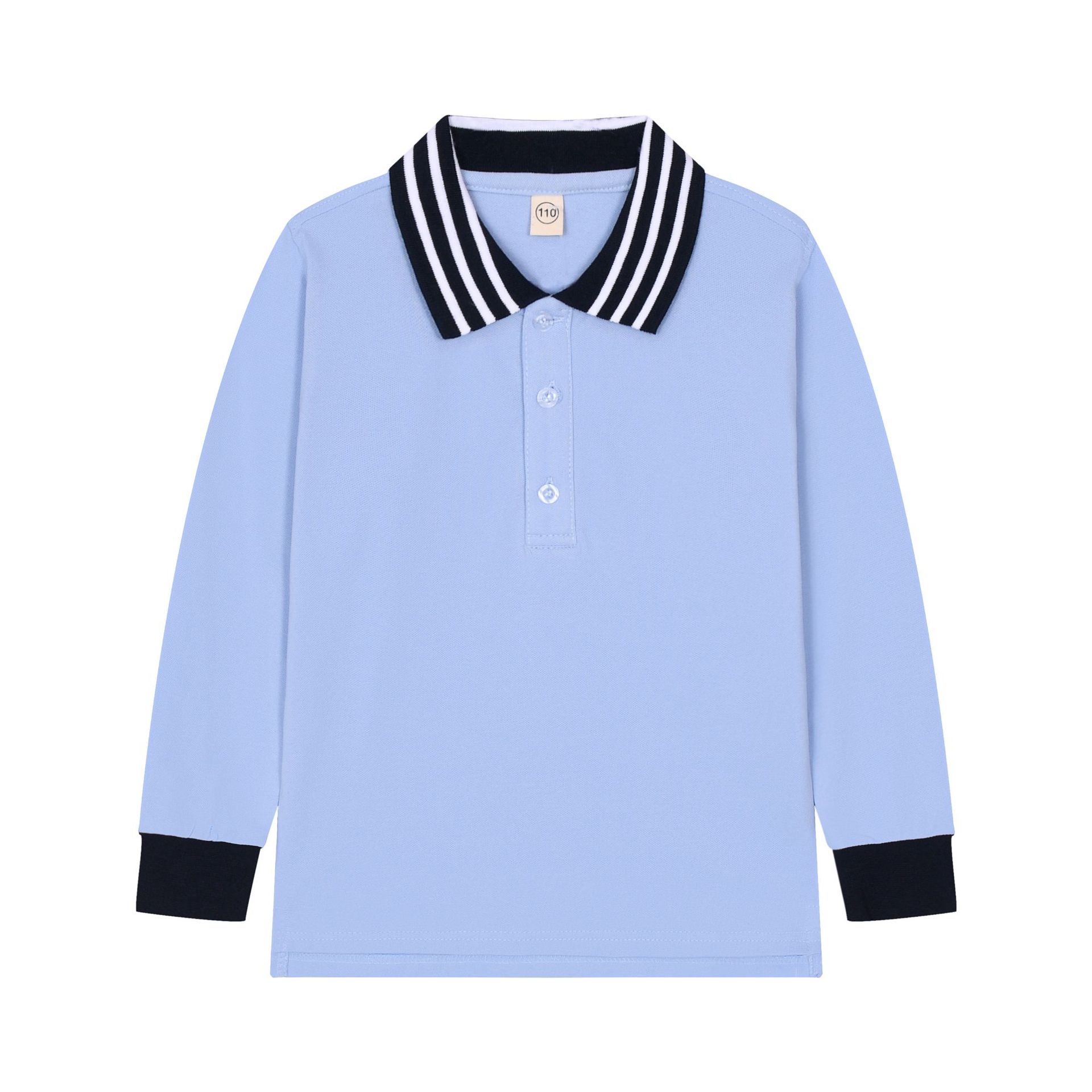 Picture of Boys' polo shirt long sleeve T-shirt children's cotton school uniforms girls lapel garden clothes White bottoming shirt a generation of hair