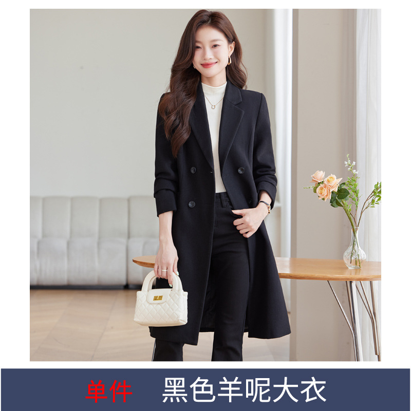 Picture of Suit windbreaker coat this year popular long commuter small temperament overalls hidden blue woolen coat