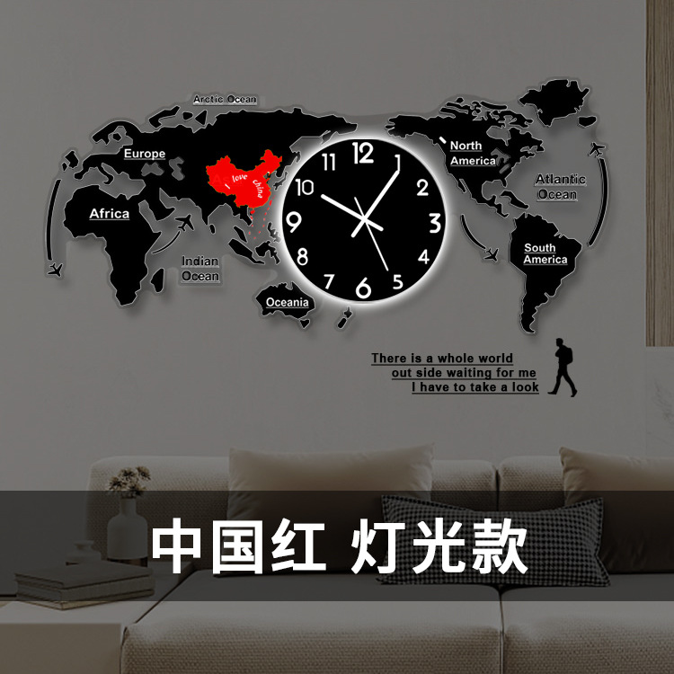 Picture of Cross-Border Map European Clock Decorative Wall Clock Living Room Simple Modern Wall Art Fashion Home Atmospheric Clock