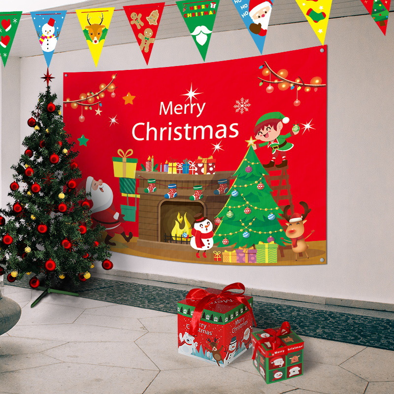 Christmas Decorations Christmas Poster Background Wall Hanging Cloth Hanging Painting Hotel Shopping Mall Indoor Scene Layout Hanging Cloth
