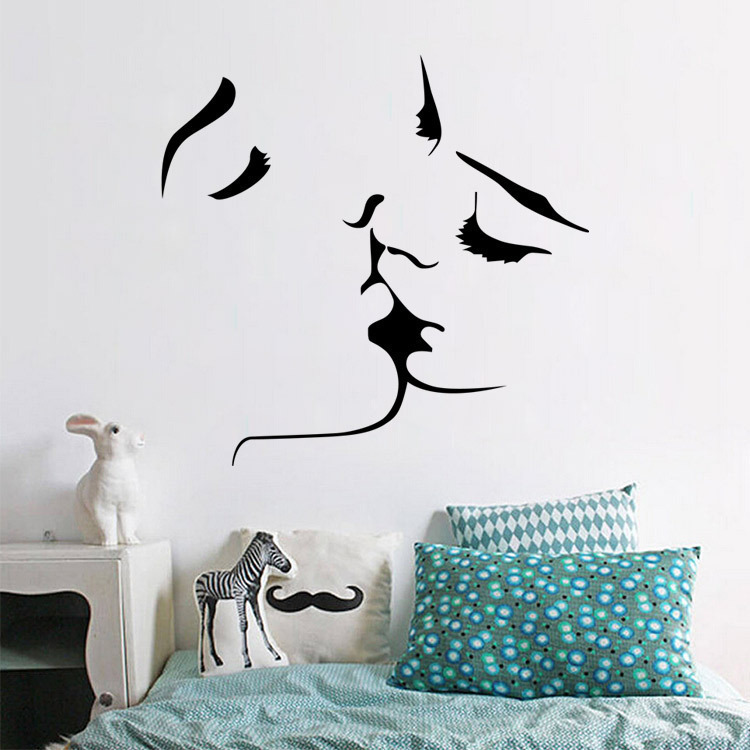 Cross-border AW9388 carved wall stickers kiss creative stickers living room bedroom home decoration removable stickers