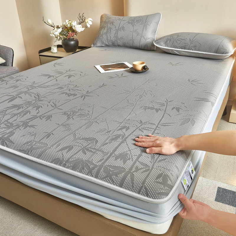 Picture of Class A ice silk mat three-piece set 2025 new summer machine washable antibacterial air conditioning soft mat bed hat 1.8 meters