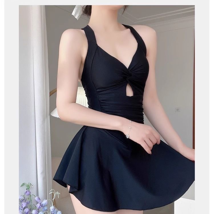 One-Piece Swimsuit for Women, New Summer Style, Pure Lust Style, Conservative Belly-Covering, Slimming Look, Halterneck Sling, Sexy Hot Spring Wholesale Swimsuit