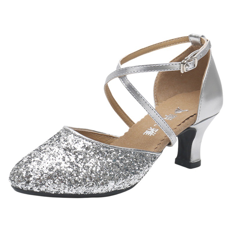 Cross-border wholesale Latin dance shoes women's dance shoes soft bottom high heel dance shoes square dance shoes manufacturers a generation of hair