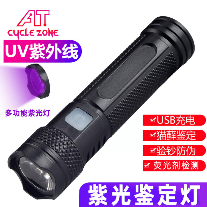 Flashlight UV money detector lamp purple light 365nm fluorescent agent detection lamp pen mask fluorescence test flashlight