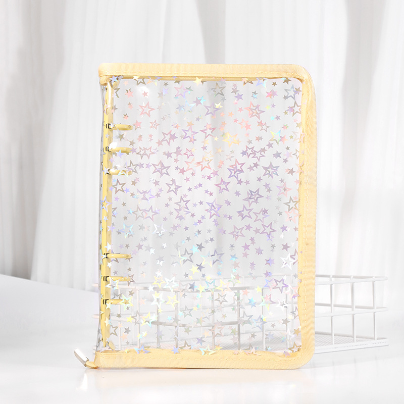 Picture of Spot Cute Popular Storage Bag Six-Hole Loose-Leaf Book Ins Style Star Chasing A5A6 Transparent Zipper Notebook Shell