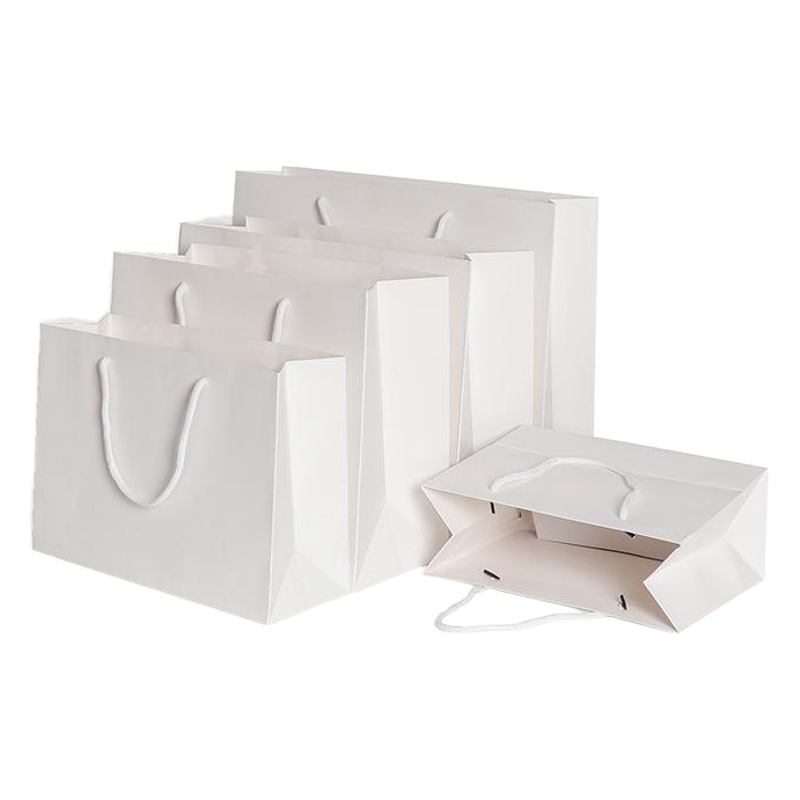 In stock blank portable paper bag wholesale white card cowhide clothing bag advertising exhibition gift handbag printing logo