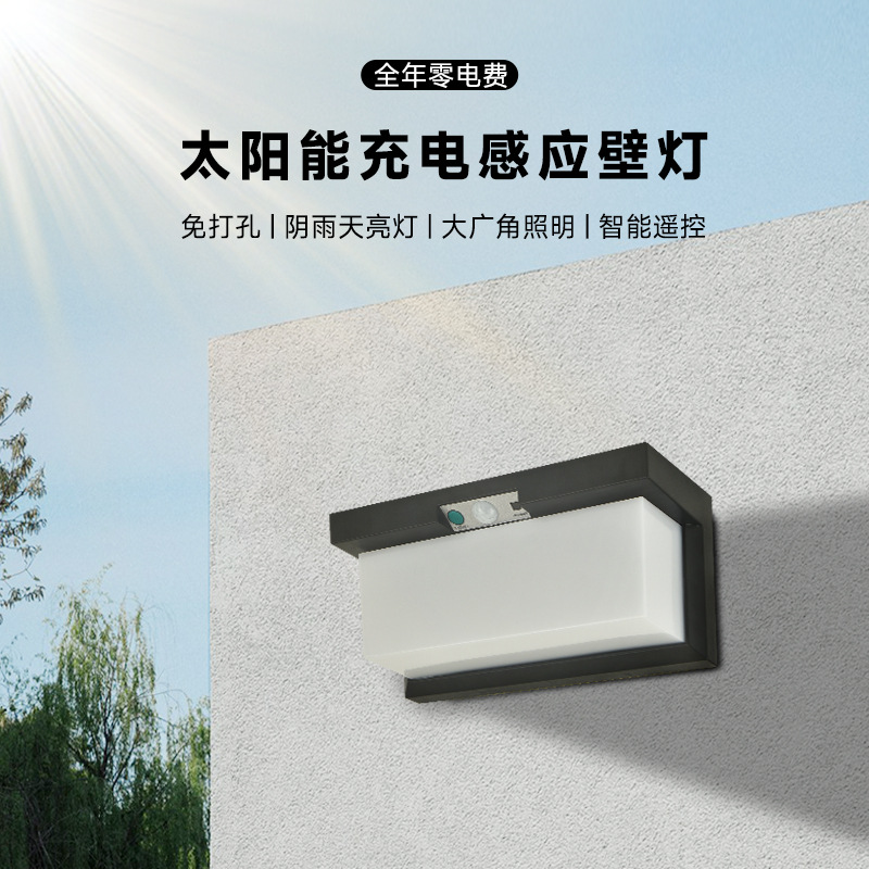 Human body induction solar cross-border wall light, outdoor waterproof engineering villa courtyard fence, aisle light, outdoor decoration