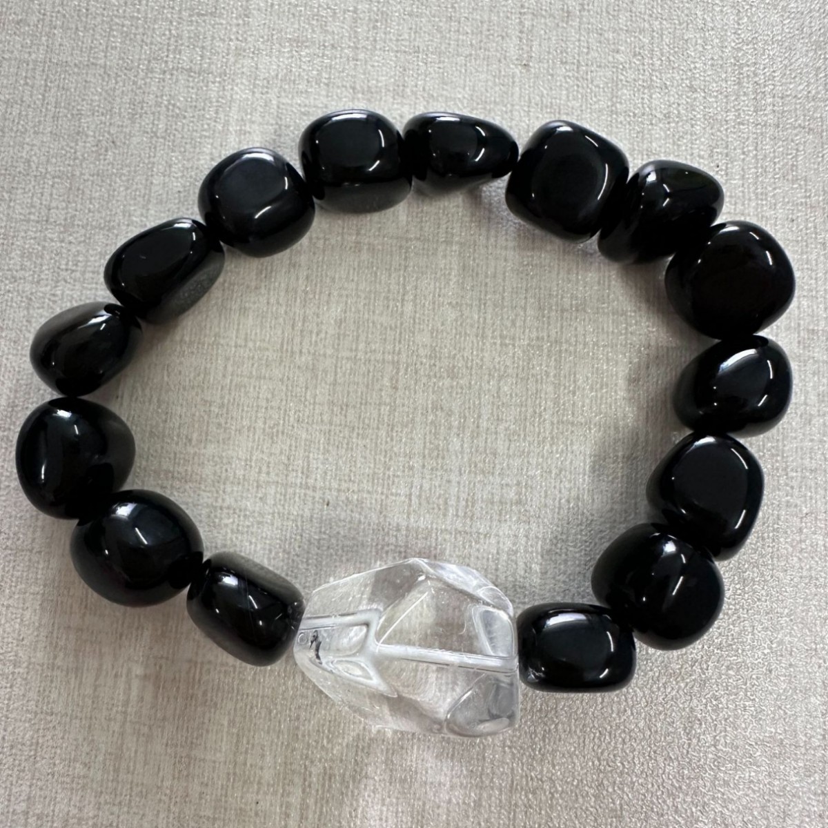Natural Obsidian Beaded Irregular Bracelet White Crystal Simple Bracelet Cross-border Amazon Light Luxury All-match Bracelet