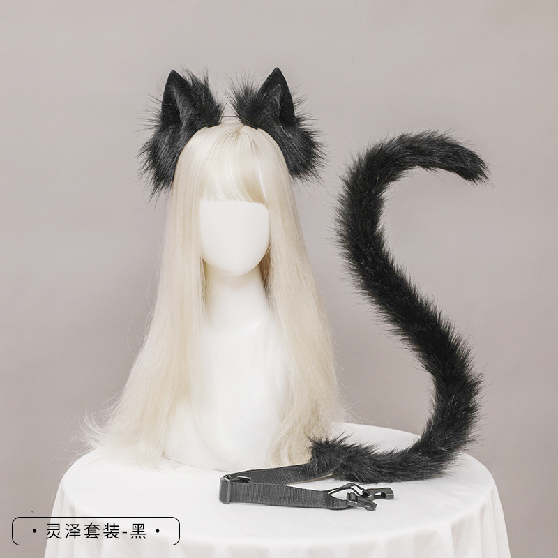 Picture of Dropshipping Cat Ears and Tail Cosplay Accessories Hand-Made Simulated Animal Ears Headband and Tail Accessories Set