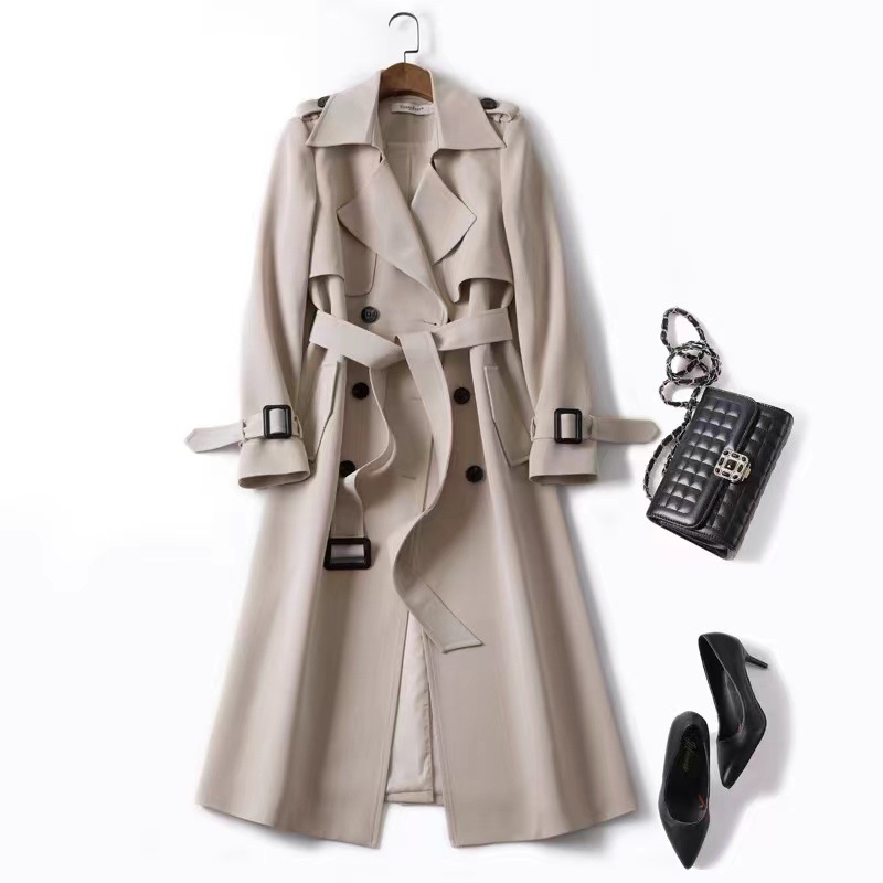 Picture of Windbreaker Women's Mid-Length 2025 Spring & Fall New Korean Style Small Popular British Style Over-The-Knee Outwear Popular Outwear
