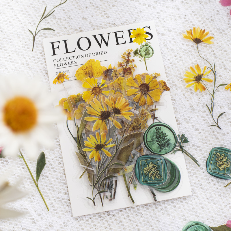 Beautiful day dried flower collection series stickers package artistic flower picture phone case goo brick base stickers